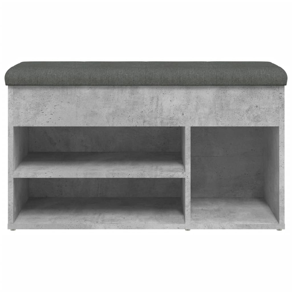 Betonszürke szerelt fa cipőtároló pad 82 x 32 x 45,5 cm