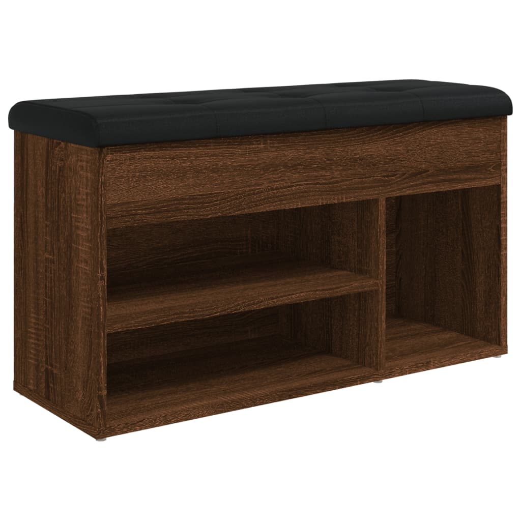 Barna tölgy színű szerelt fa cipőtároló pad 82 x 32 x 45,5 cm Barna tölgy színű szerelt fa cipőtároló pad 82 x 32 x 45,5 cm