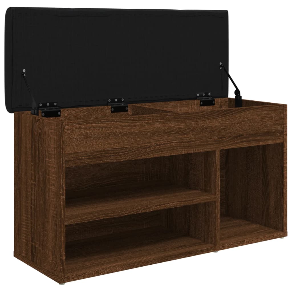 Barna tölgy színű szerelt fa cipőtároló pad 82 x 32 x 45,5 cm Barna tölgy színű szerelt fa cipőtároló pad 82 x 32 x 45,5 cm