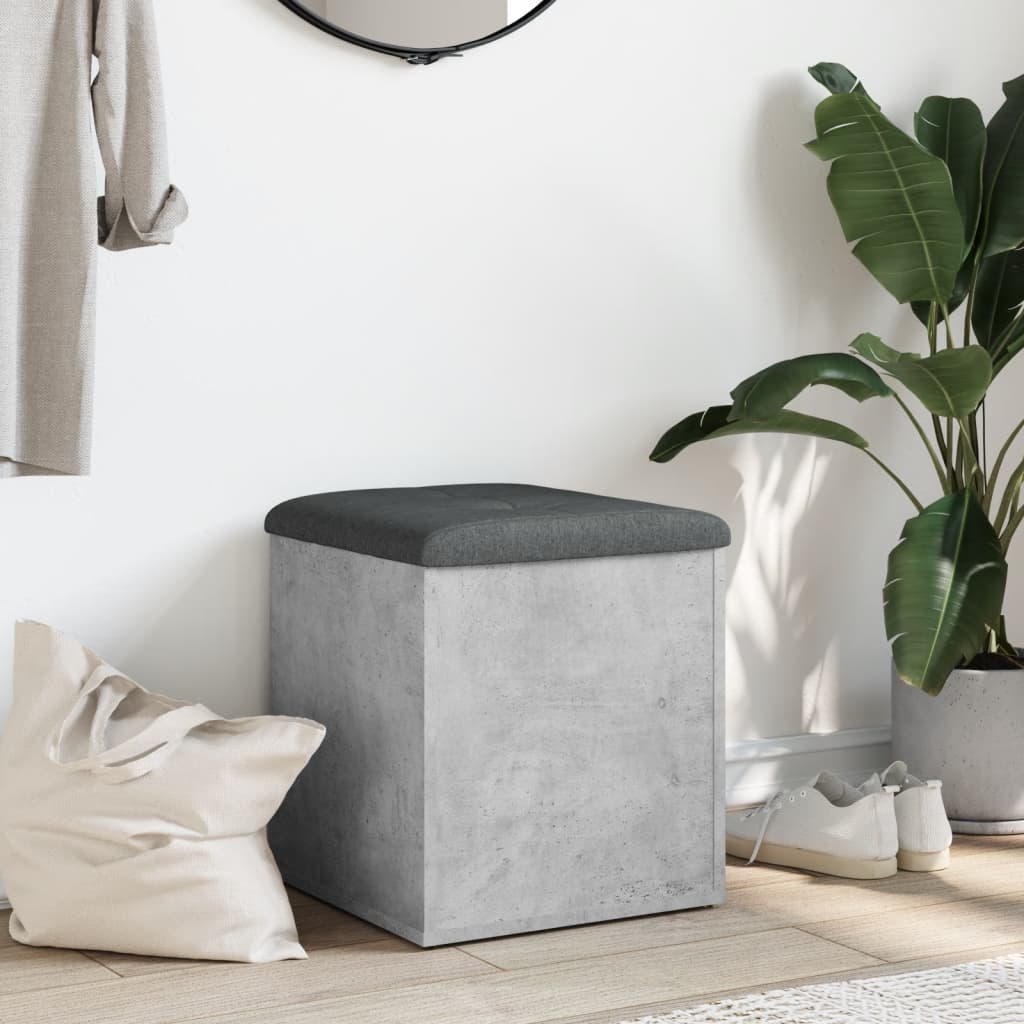 Betonszürke szerelt fa tárolópad 42 x 42 x 45 cm