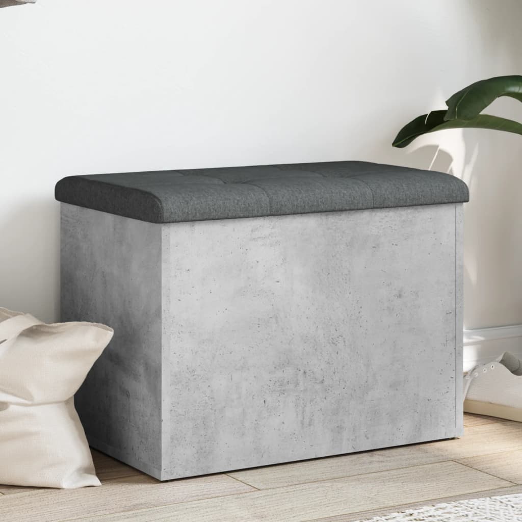 Betonszürke szerelt fa tárolópad 62 x 42 x 45 cm