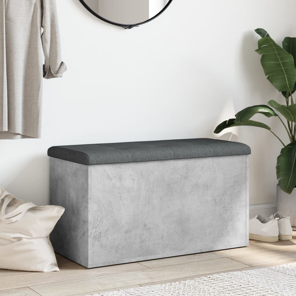 Betonszürke szerelt fa tárolópad 82 x 42 x 45 cm Betonszürke szerelt fa tárolópad 82 x 42 x 45 cm