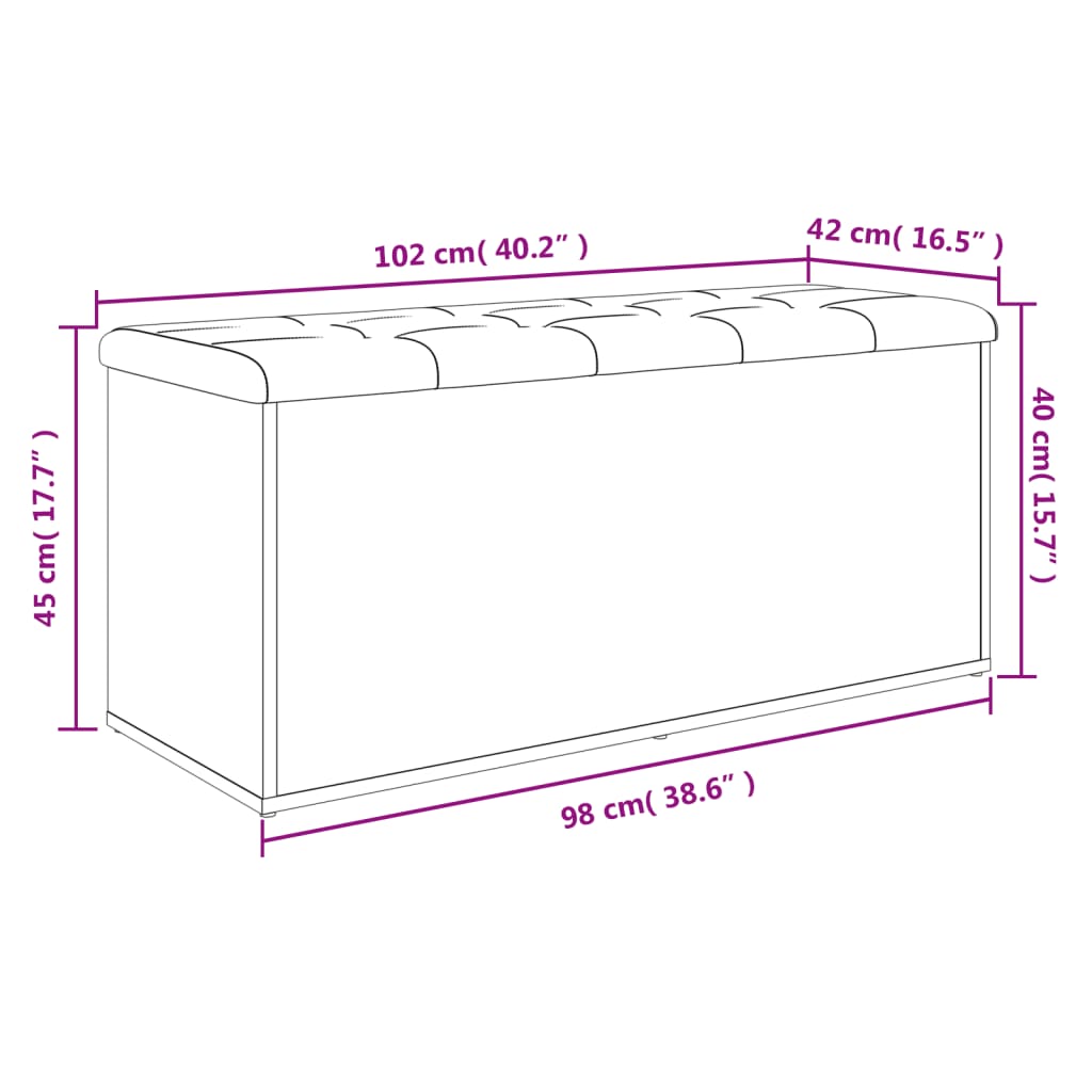 Fekete szerelt fa tárolópad 102 x 42 x 45 cm