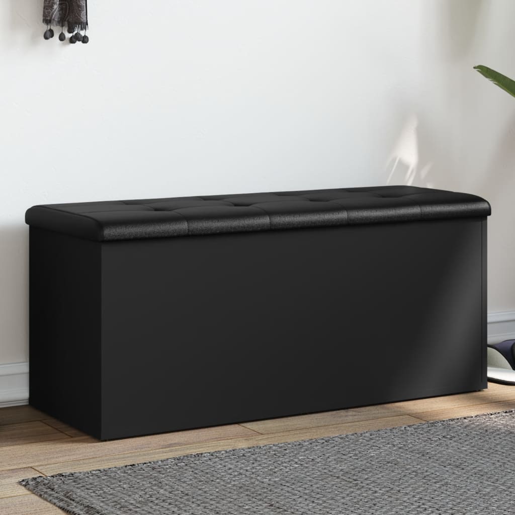Fekete szerelt fa tárolópad 102 x 42 x 45 cm