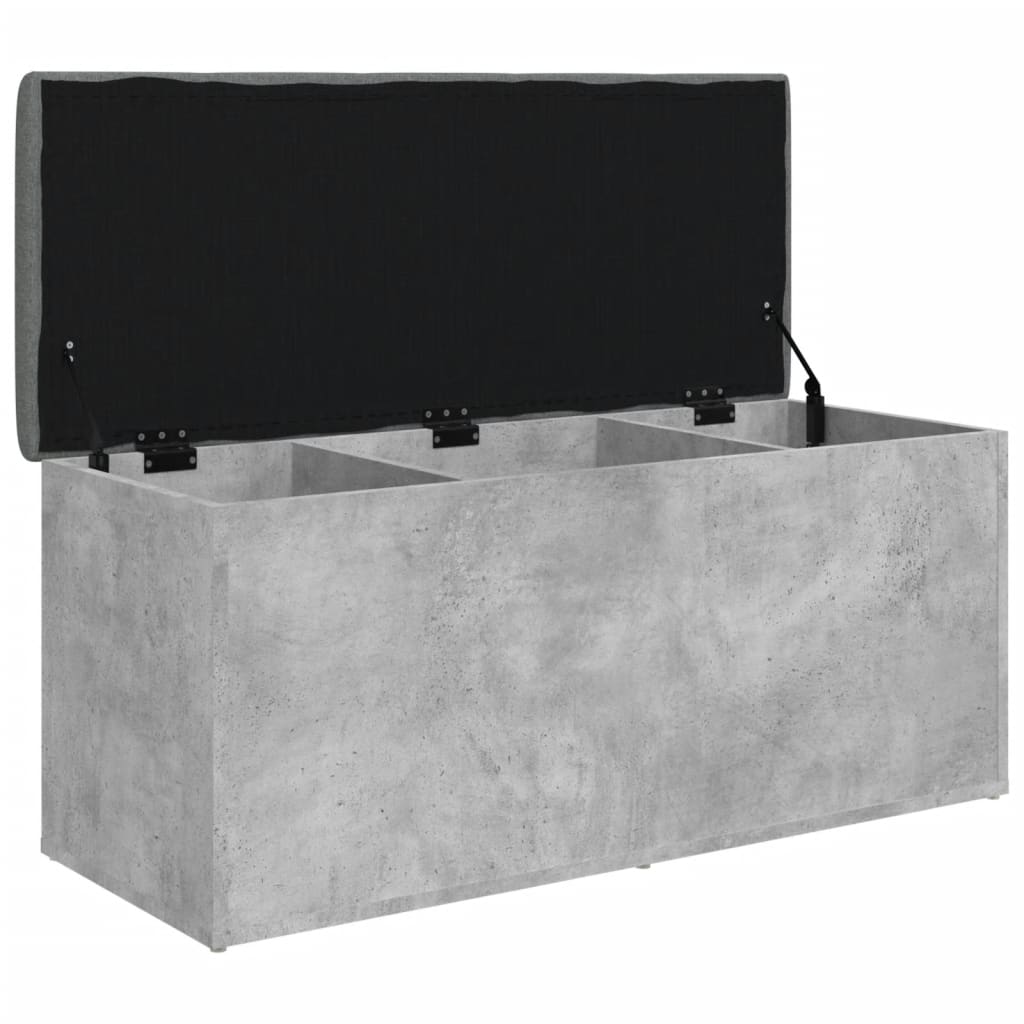 Betonszürke szerelt fa tárolópad 102 x 42 x 45 cm
