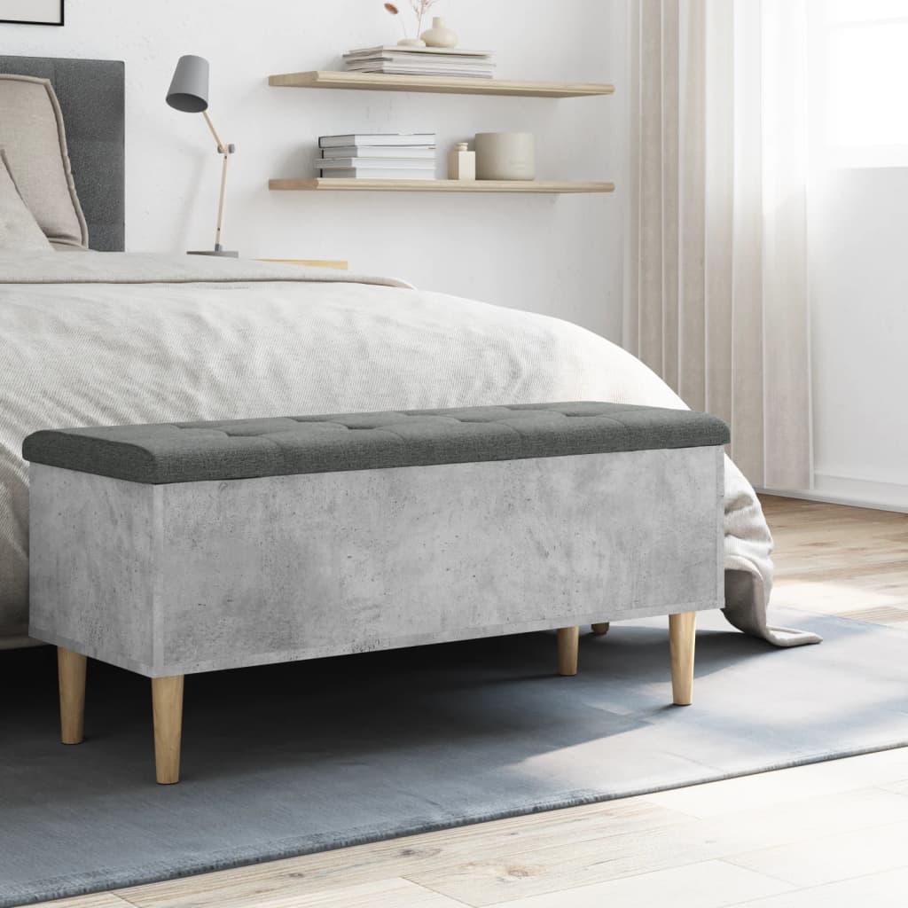Betonszürke szerelt fa tárolópad 102x42x46 cm