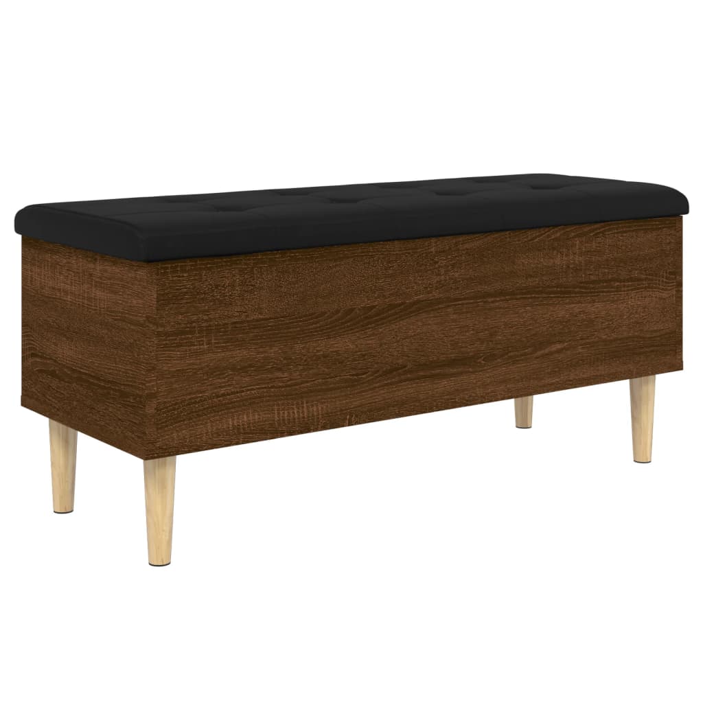 Barna tölgy színű szerelt fa tárolópad 102x42x46 cm