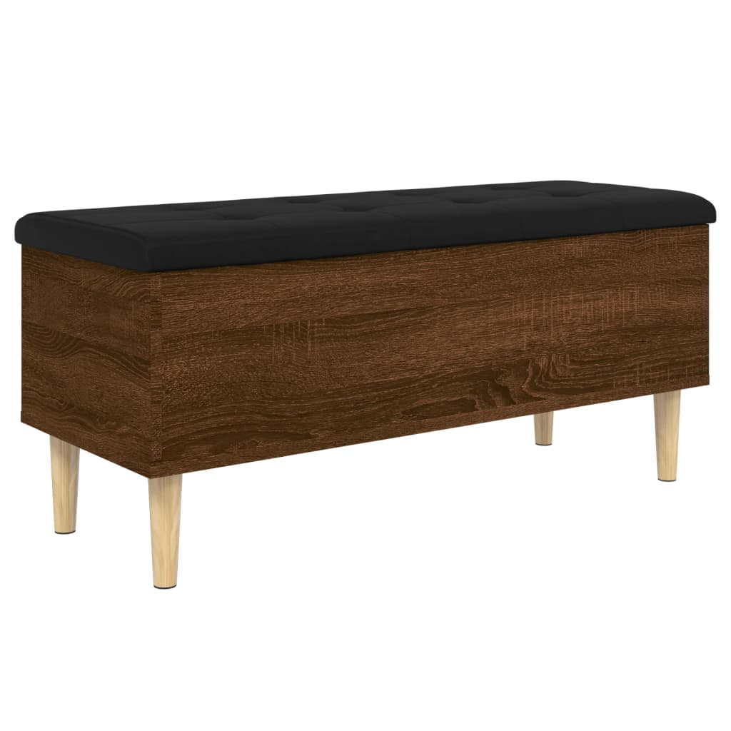 Barna tölgy színű szerelt fa tárolópad 102x42x46 cm