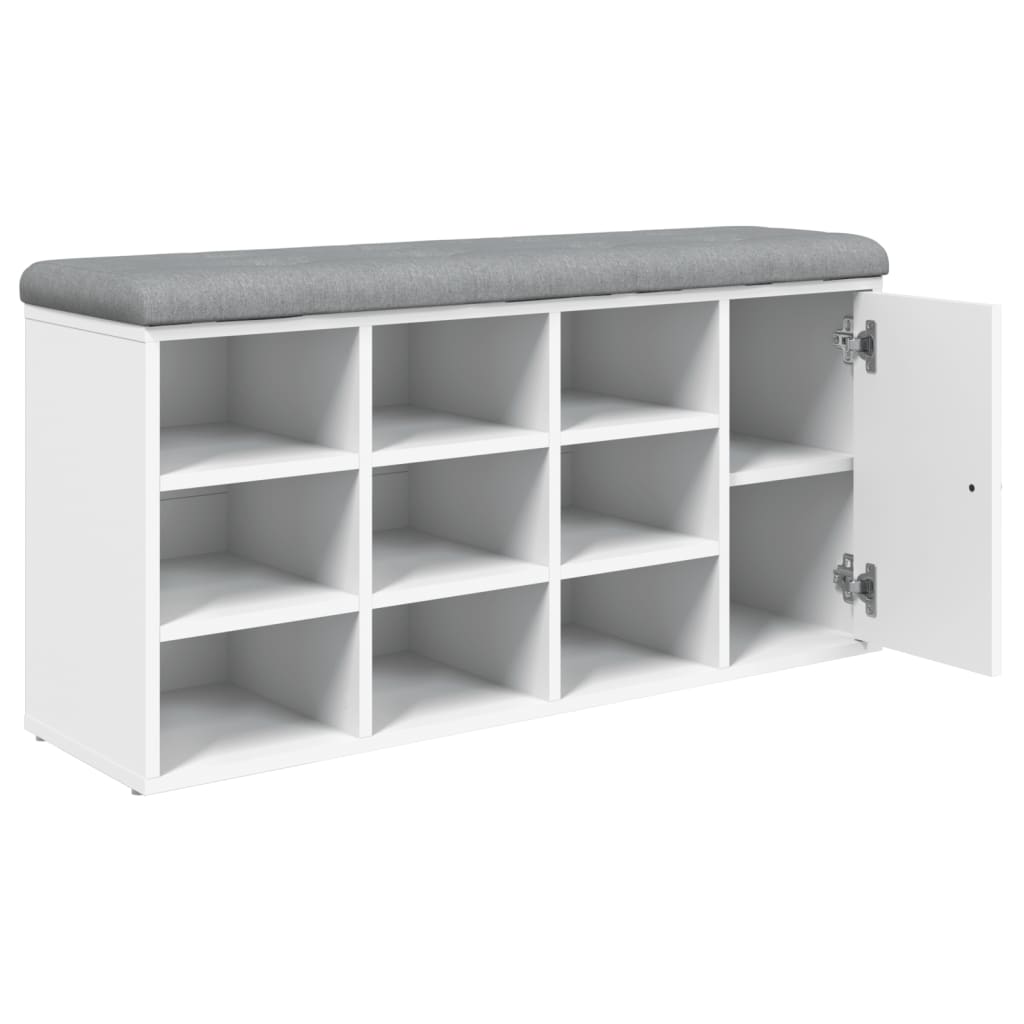 Fehér szerelt fa cipőtároló pad 102 x 32 x 50 cm Fehér szerelt fa cipőtároló pad 102 x 32 x 50 cm