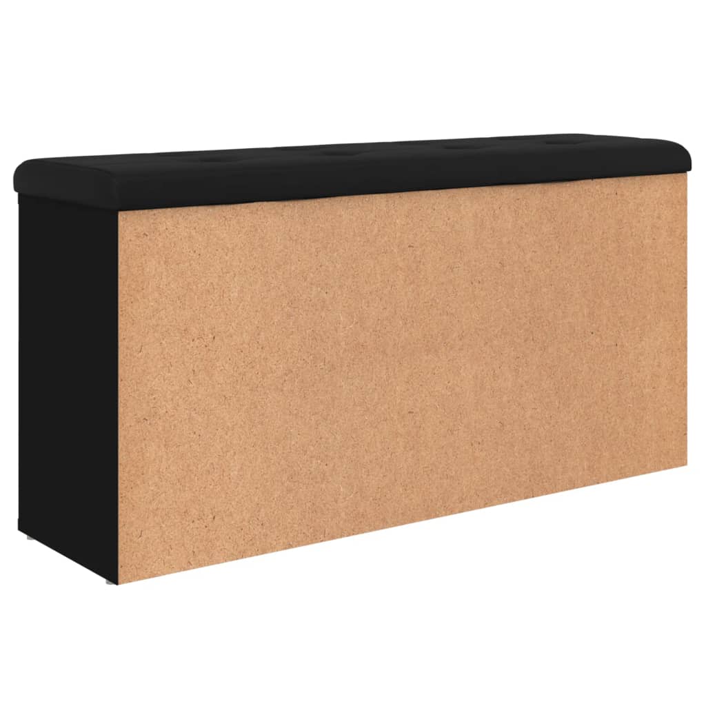 Fekete szerelt fa cipőtároló pad 102 x 32 x 50 cm