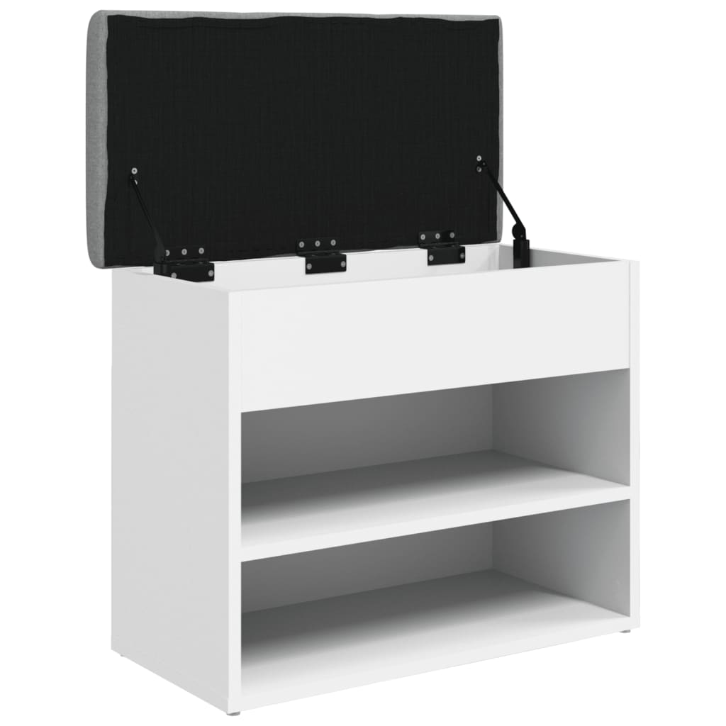 Fehér szerelt fa cipőtároló pad 62 x 32 x 50 cm