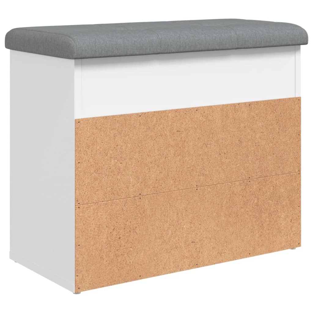 Fehér szerelt fa cipőtároló pad 62 x 32 x 50 cm