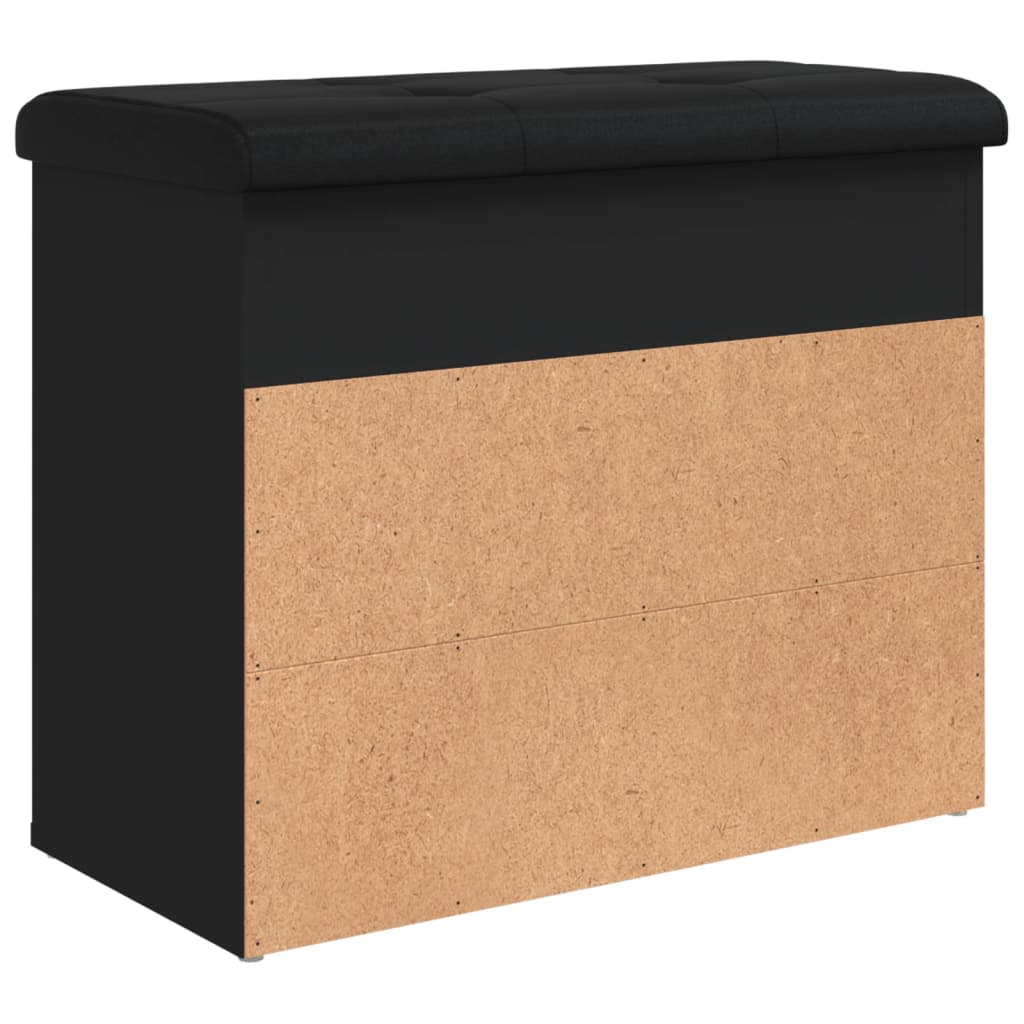 Fekete szerelt fa cipőtároló pad 62 x 32 x 50 cm