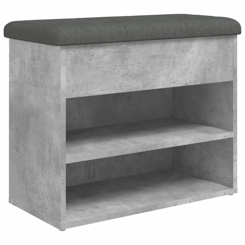 Betonszürke szerelt fa cipőtároló pad 62 x 32 x 50 cm