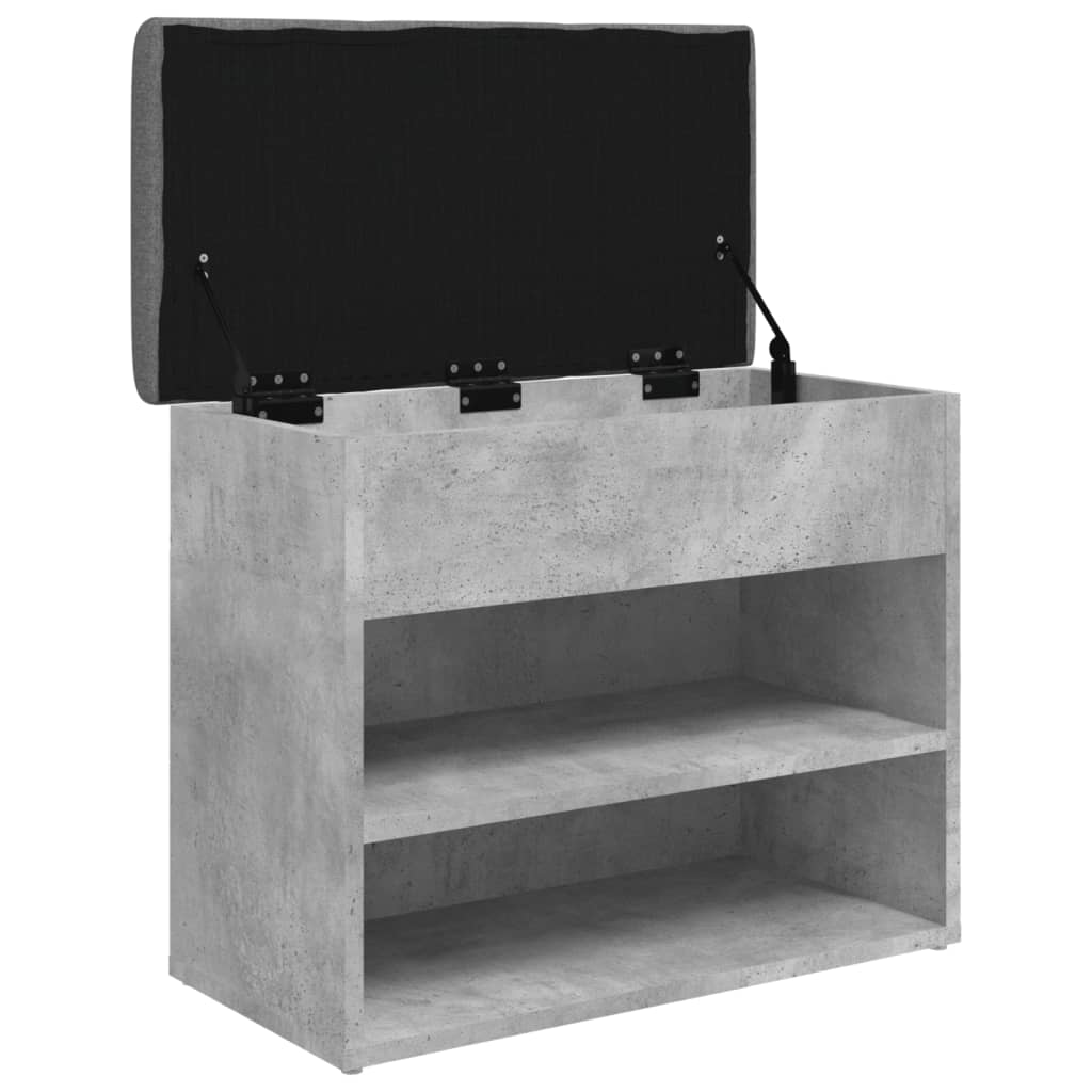 Betonszürke szerelt fa cipőtároló pad 62 x 32 x 50 cm