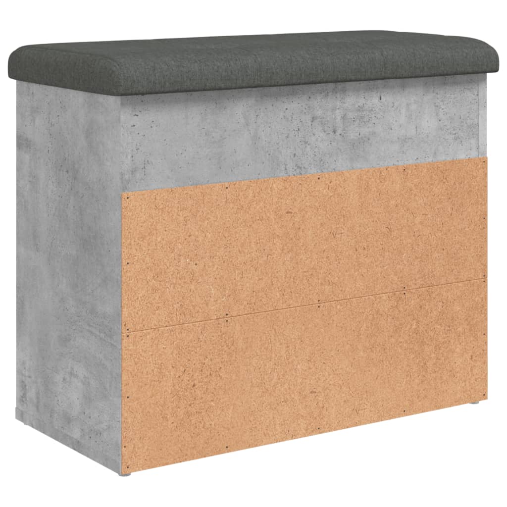 Betonszürke szerelt fa cipőtároló pad 62 x 32 x 50 cm