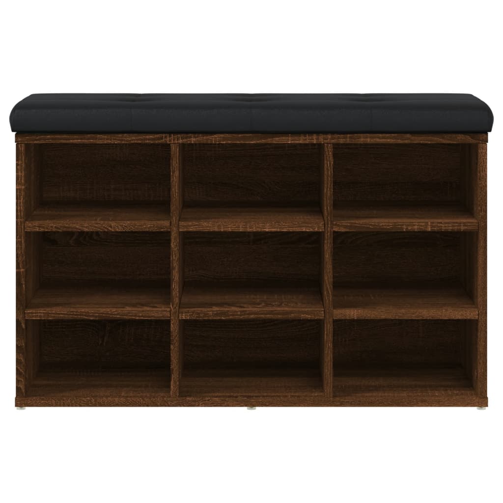 Barna tölgy színű szerelt fa cipőtároló pad 82 x 32 x 50 cm