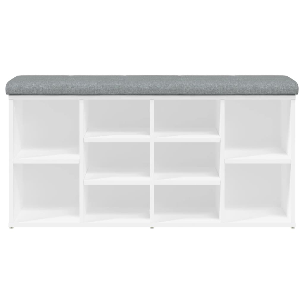 Fehér szerelt fa cipőtároló pad 102 x 32 x 50 cm