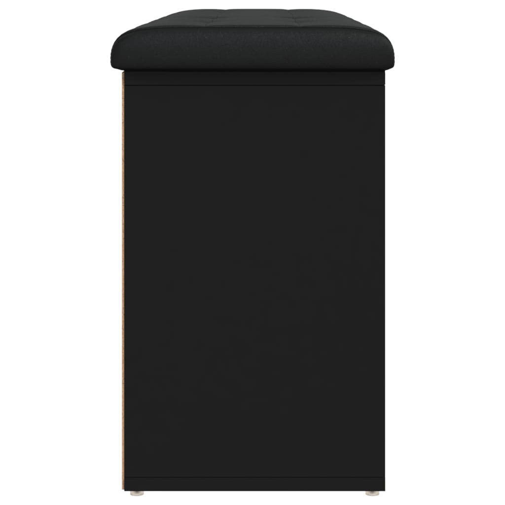 Fekete szerelt fa cipőtároló pad 102 x 32 x 50 cm