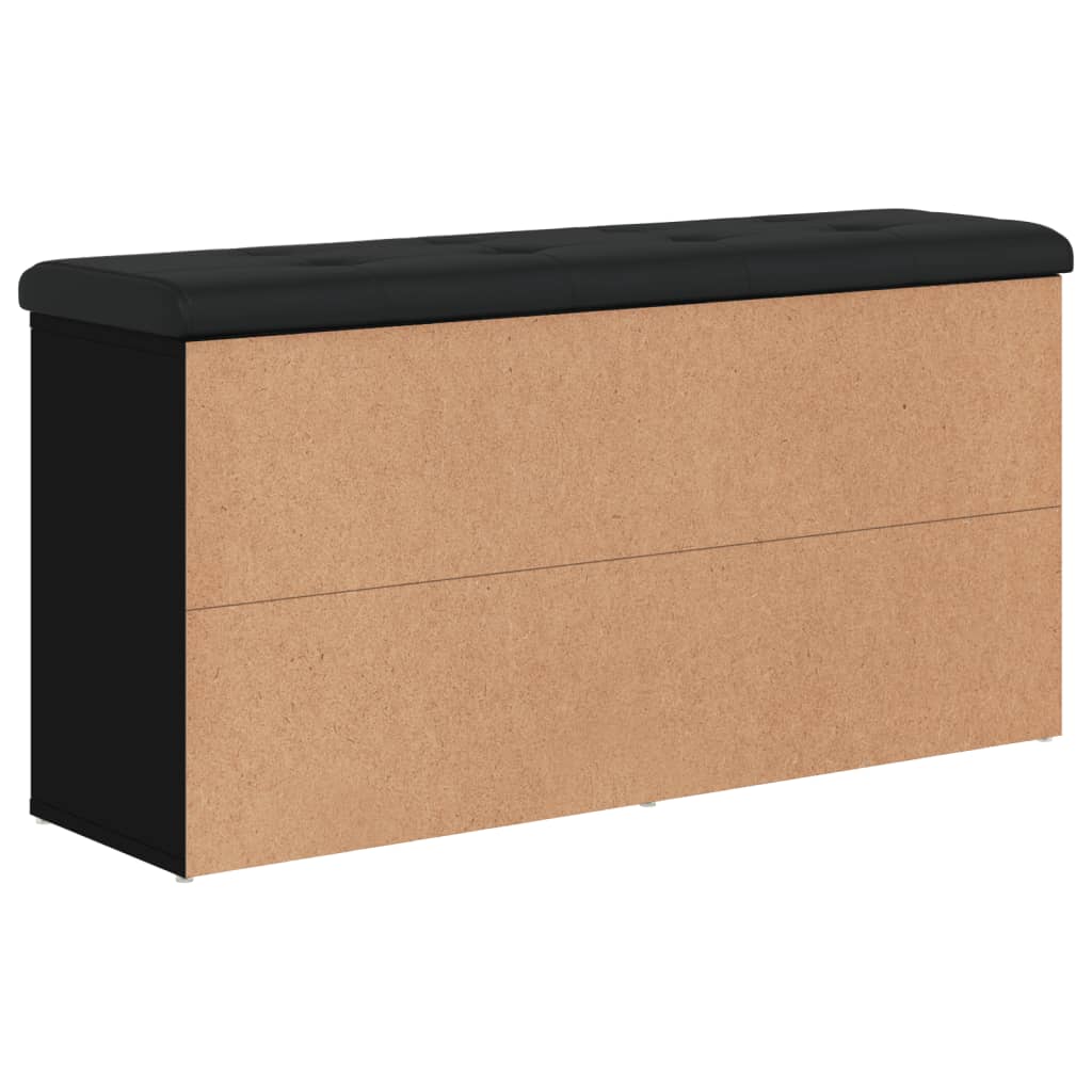 Fekete szerelt fa cipőtároló pad 102 x 32 x 50 cm