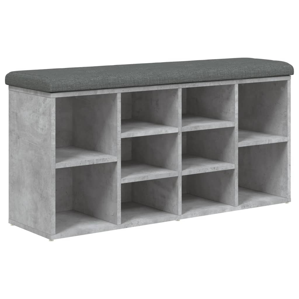 Betonszürke szerelt fa cipőtároló pad 102 x 32 x 50 cm Betonszürke szerelt fa cipőtároló pad 102 x 32 x 50 cm