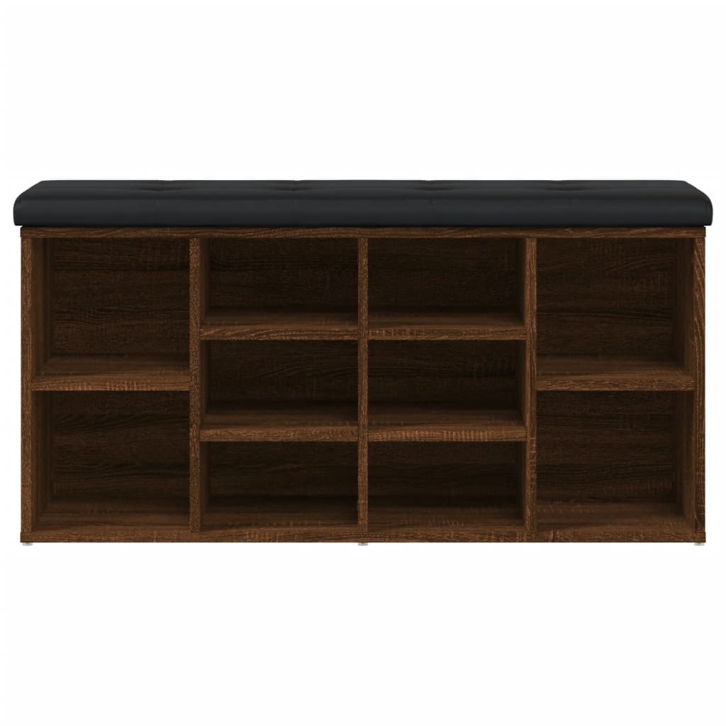 Barna tölgy színű szerelt fa cipőtároló pad 102 x 32 x 50 cm
