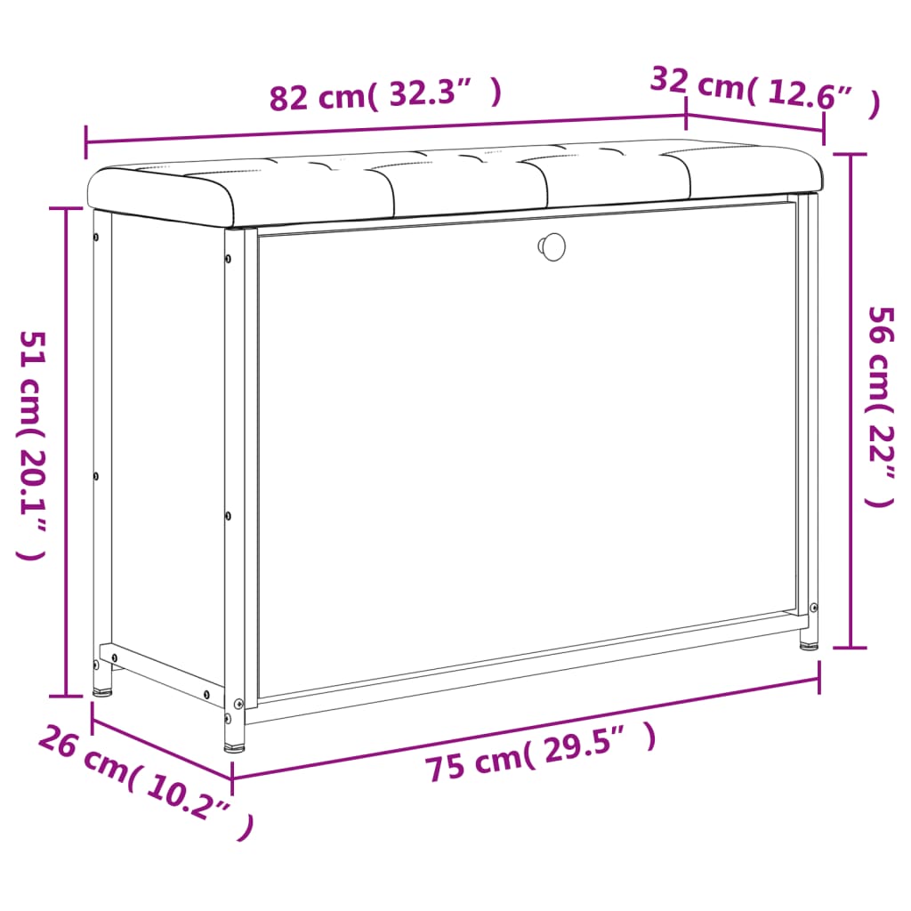 Füstölt tölgyszínű cipőpad lehajtható fiókkal 82x32x56 cm
