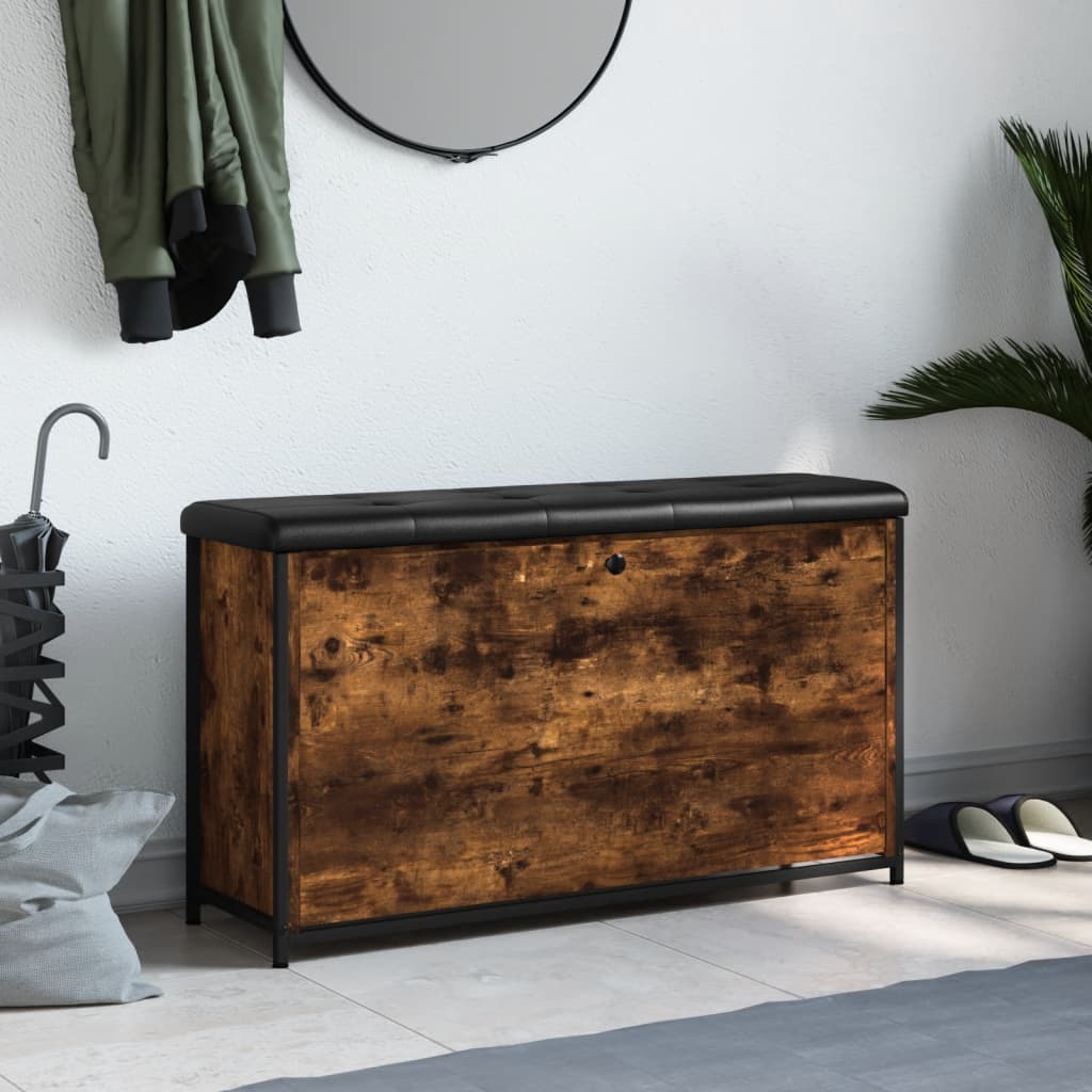 Füstölt tölgyszínű cipőpad lehajtható fiókkal 102x32x56 cm