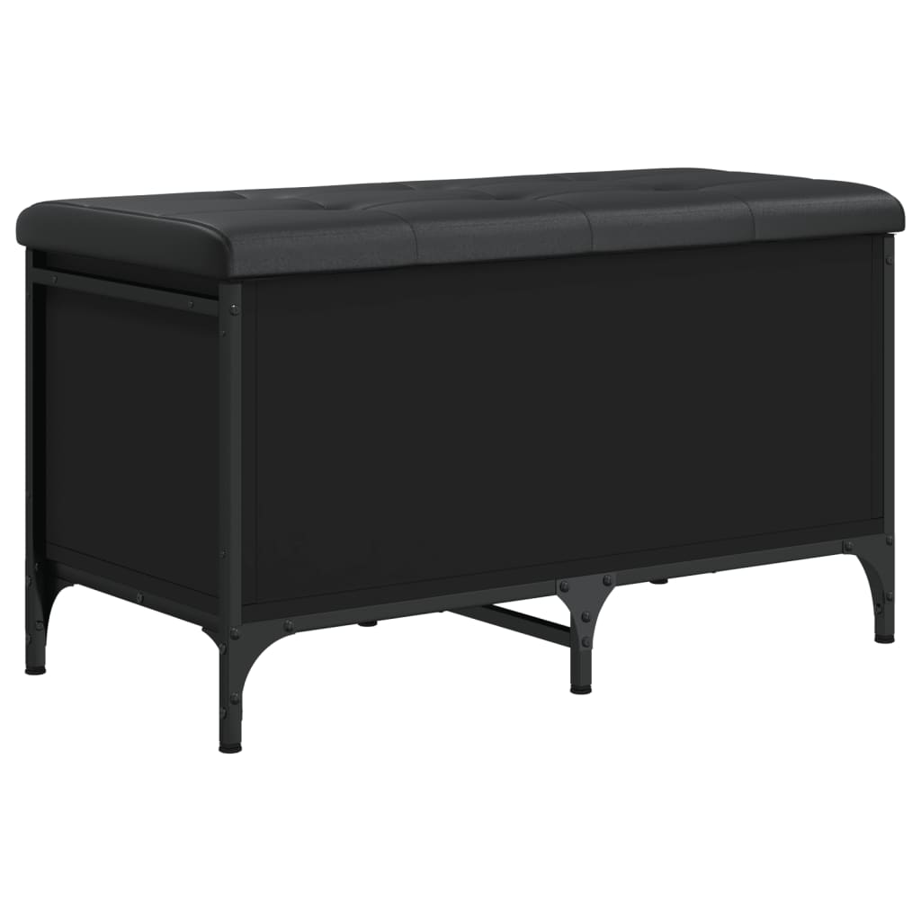 Fekete szerelt fa tárolópad 82 x 42 x 45 cm