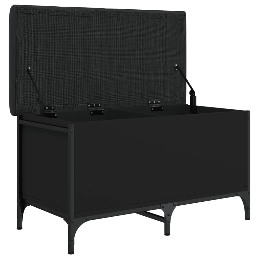 Fekete szerelt fa tárolópad 82 x 42 x 45 cm