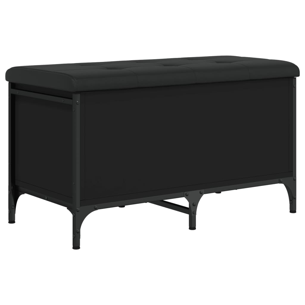 Fekete szerelt fa tárolópad 82 x 42 x 45 cm