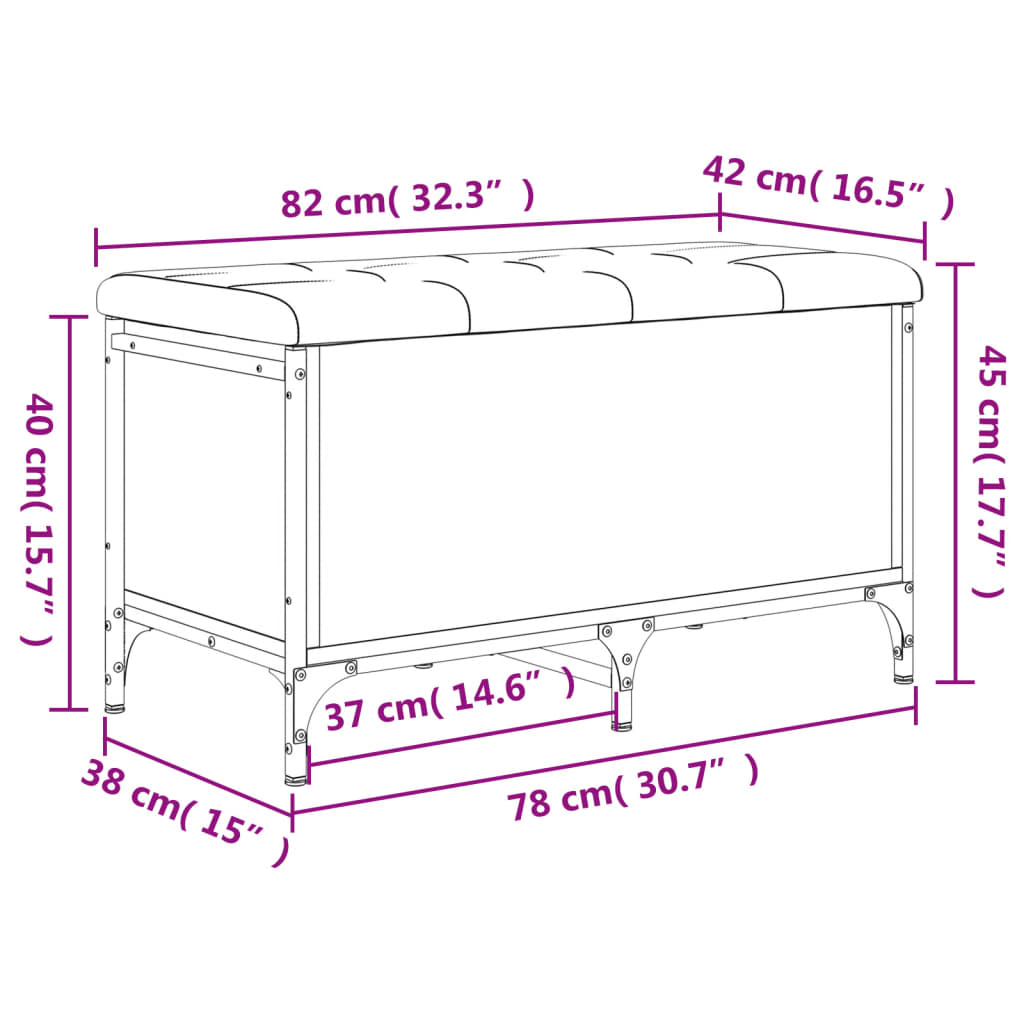 Fekete szerelt fa tárolópad 82 x 42 x 45 cm