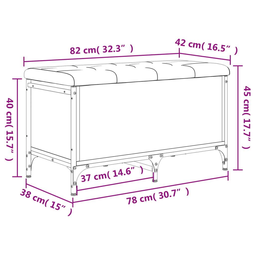 Barna tölgy színű szerelt fa tárolópad 82 x 42 x 45 cm Barna tölgy színű szerelt fa tárolópad 82 x 42 x 45 cm