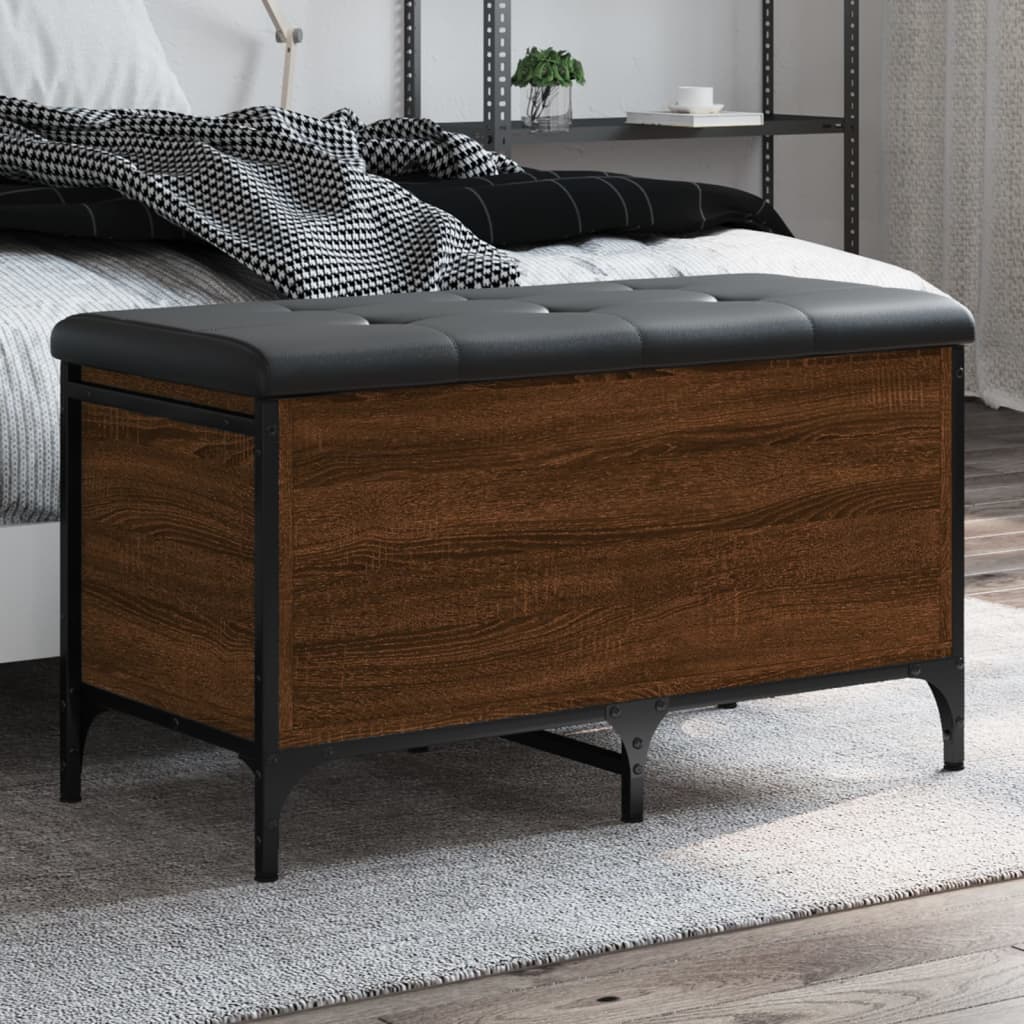 Barna tölgy színű szerelt fa tárolópad 82 x 42 x 45 cm Barna tölgy színű szerelt fa tárolópad 82 x 42 x 45 cm