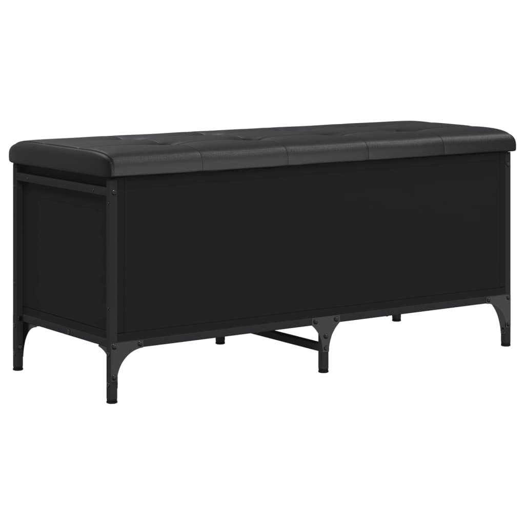 Fekete szerelt fa tárolópad 102 x 42 x 45 cm