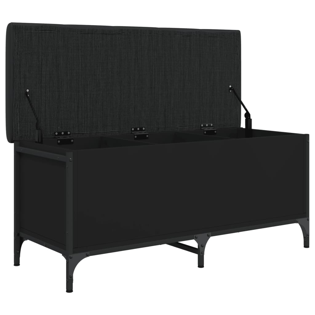 Fekete szerelt fa tárolópad 102 x 42 x 45 cm