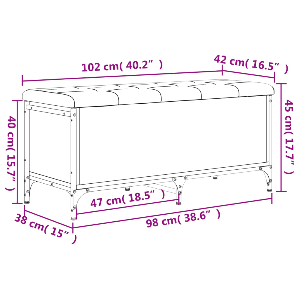 Fekete szerelt fa tárolópad 102 x 42 x 45 cm