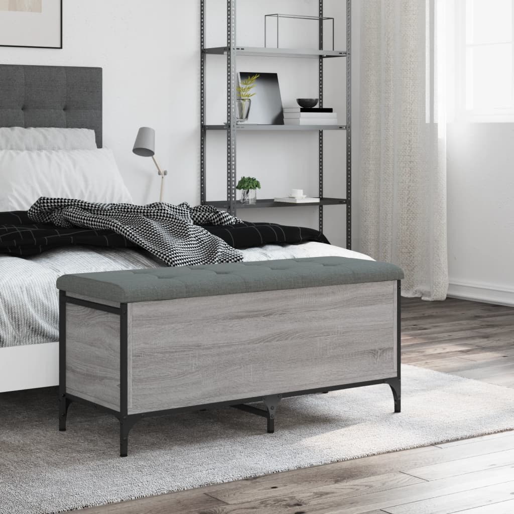 Szürke sonoma színű szerelt fa tárolópad 102 x 42 x 45 cm