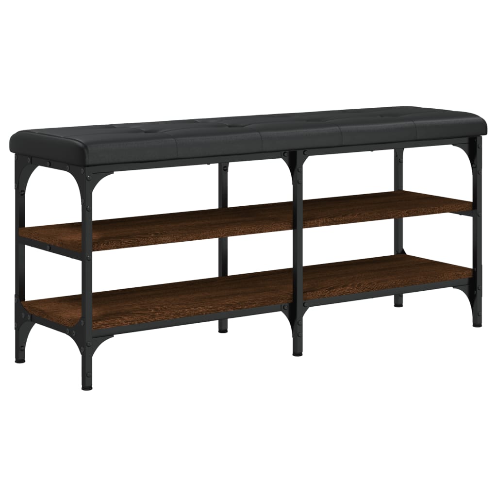 Barna tölgy színű szerelt fa cipőtároló pad 102 x 32 x 47 cm Barna tölgy színű szerelt fa cipőtároló pad 102 x 32 x 47 cm