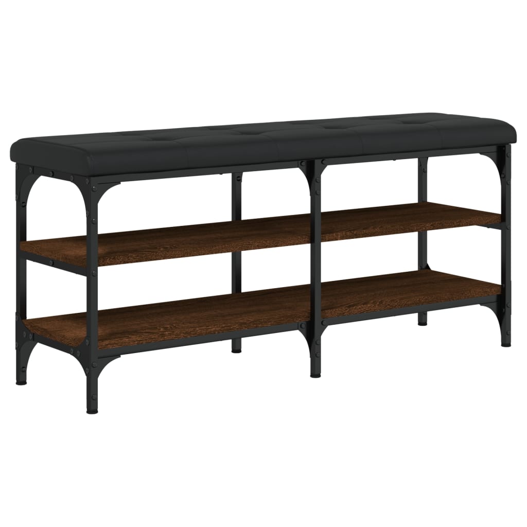 Barna tölgy színű szerelt fa cipőtároló pad 102 x 32 x 47 cm Barna tölgy színű szerelt fa cipőtároló pad 102 x 32 x 47 cm