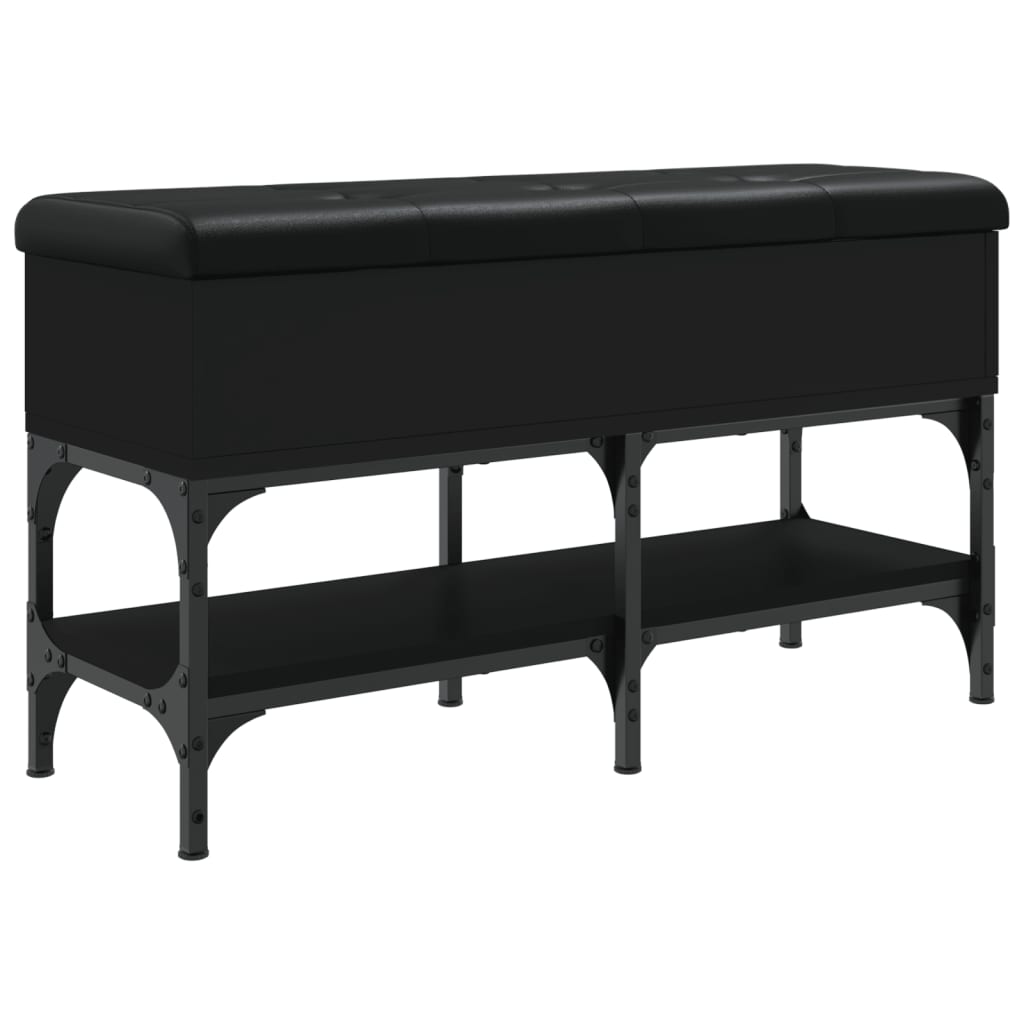 Fekete szerelt fa cipőtároló pad 82 x 32 x 45 cm