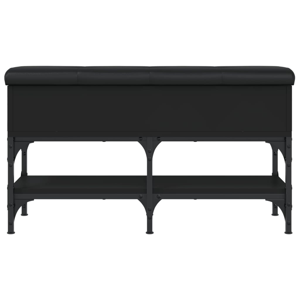 Fekete szerelt fa cipőtároló pad 82 x 32 x 45 cm