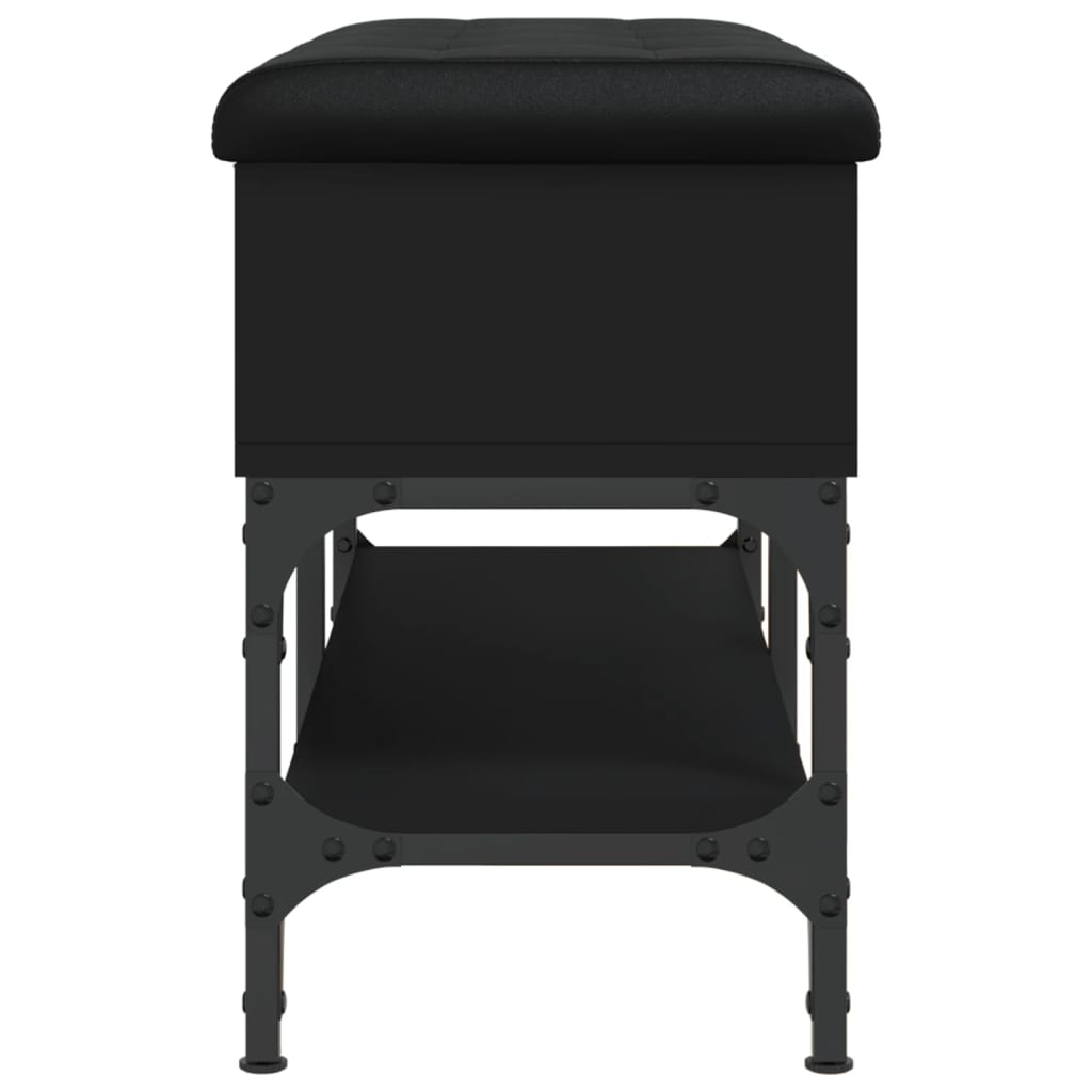 Fekete szerelt fa cipőtároló pad 82 x 32 x 45 cm
