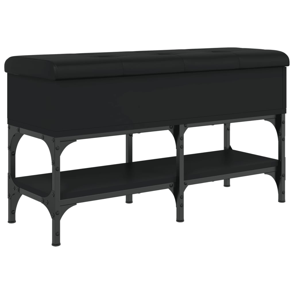 Fekete szerelt fa cipőtároló pad 82 x 32 x 45 cm