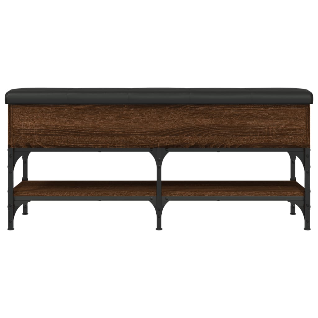 Barna tölgy színű szerelt fa cipőtároló pad 102 x 32 x 45 cm