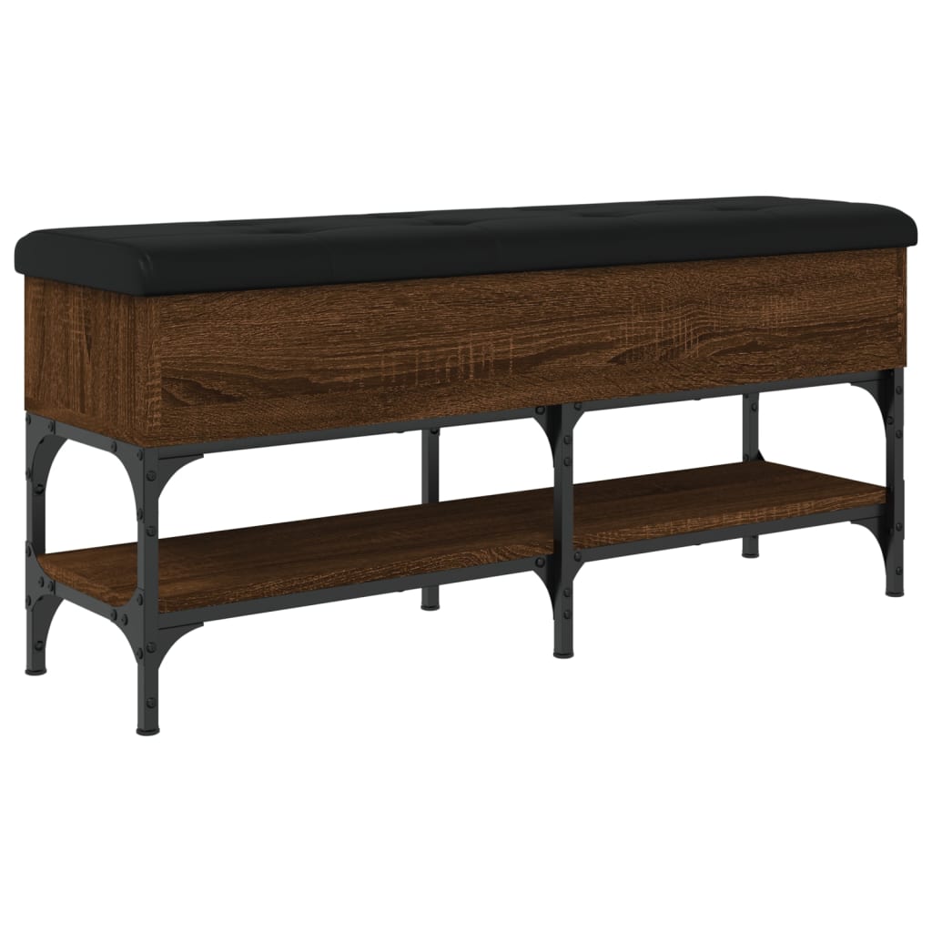 Barna tölgy színű szerelt fa cipőtároló pad 102 x 32 x 45 cm