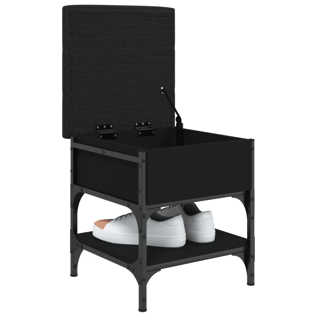 Fekete szerelt fa cipőtároló pad 42 x 42 x 45 cm