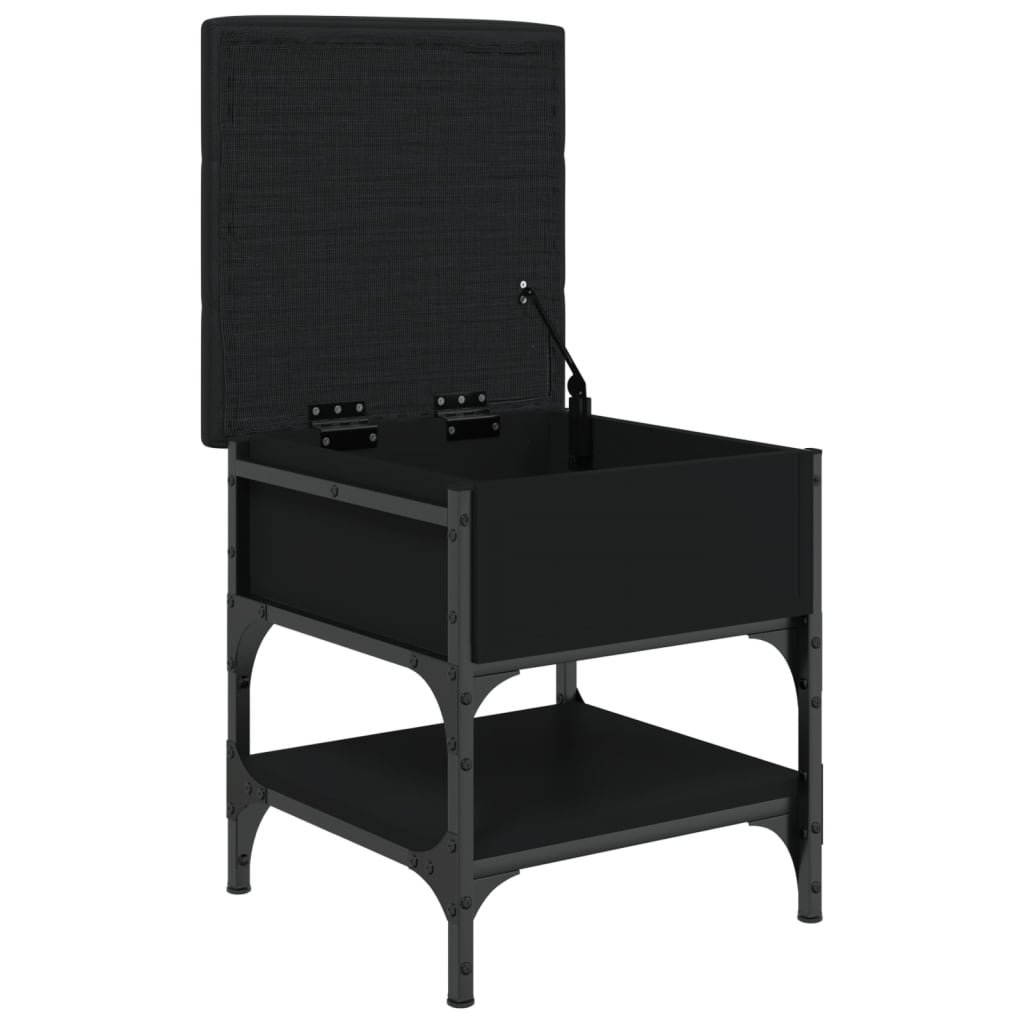 Fekete szerelt fa cipőtároló pad 42 x 42 x 45 cm