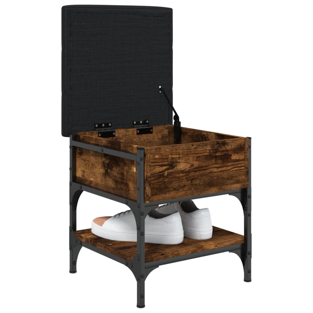 Füstös tölgy színű szerelt fa cipőtároló pad 42 x 42 x 45 cm