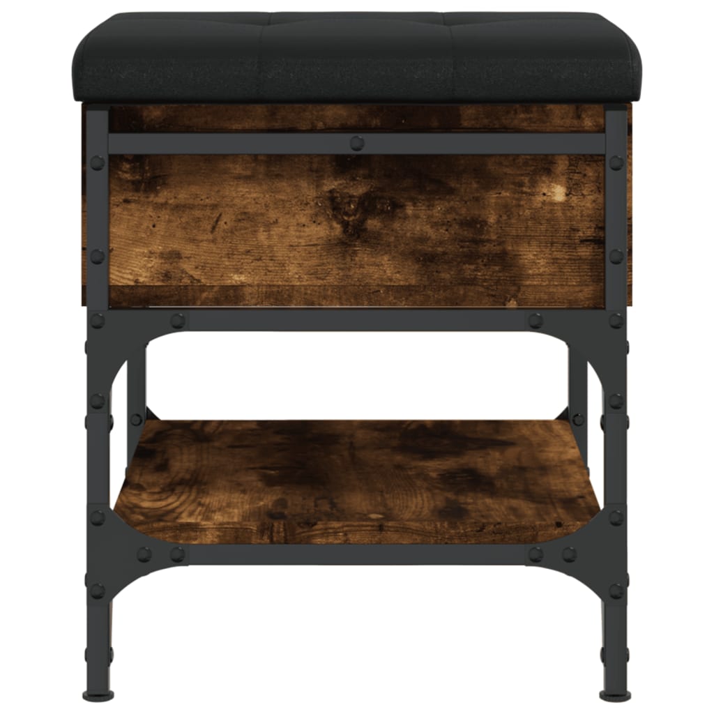 Füstös tölgy színű szerelt fa cipőtároló pad 42 x 42 x 45 cm